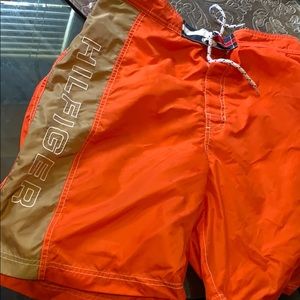 Orange and tan Swim Trunks